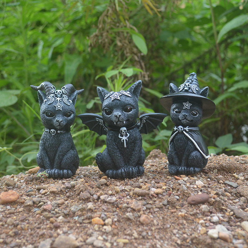 Bonsai Garden Desk - Patung Kerajinan Resin Kucing Ajaib Halloween