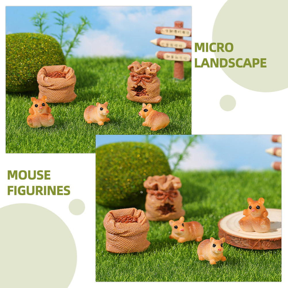 Bonsai Garden With Pond - 1Set Ornamen Tikus Mini Resin Lucu