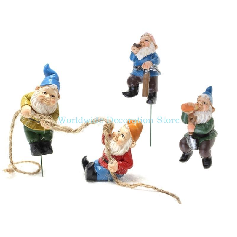 Bonsai Garden With Pond - Q39b 4pcs Dwarf Resin Figurines Pohon