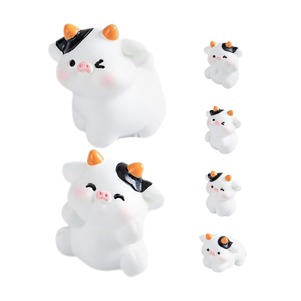 Bonsai Garden Ornaments - 6Pcs Patung Resin Sapi Hiasan Hewan