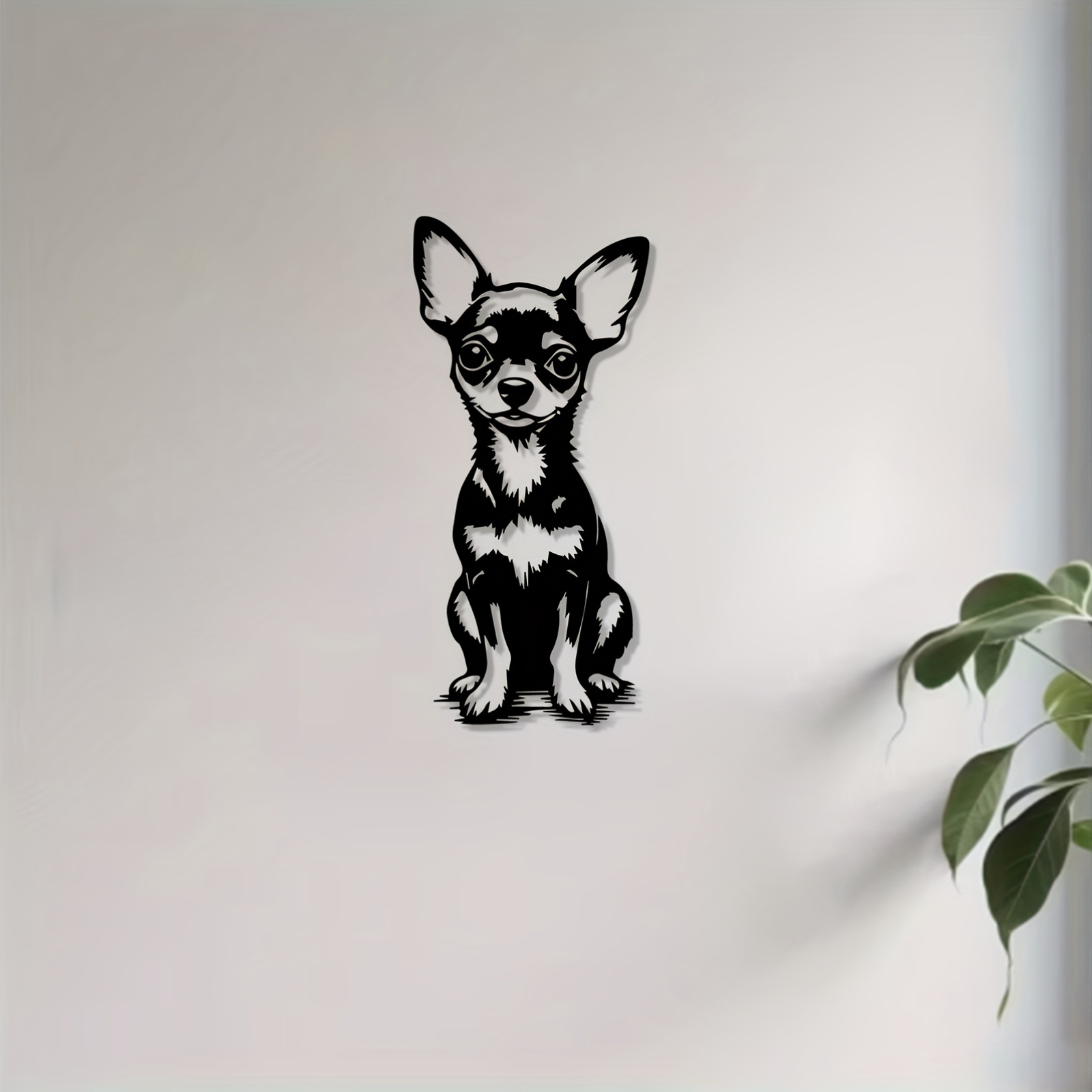 Bonsai Garden Ornaments - Seni Dinding Logam Modern Patung Chihuahua