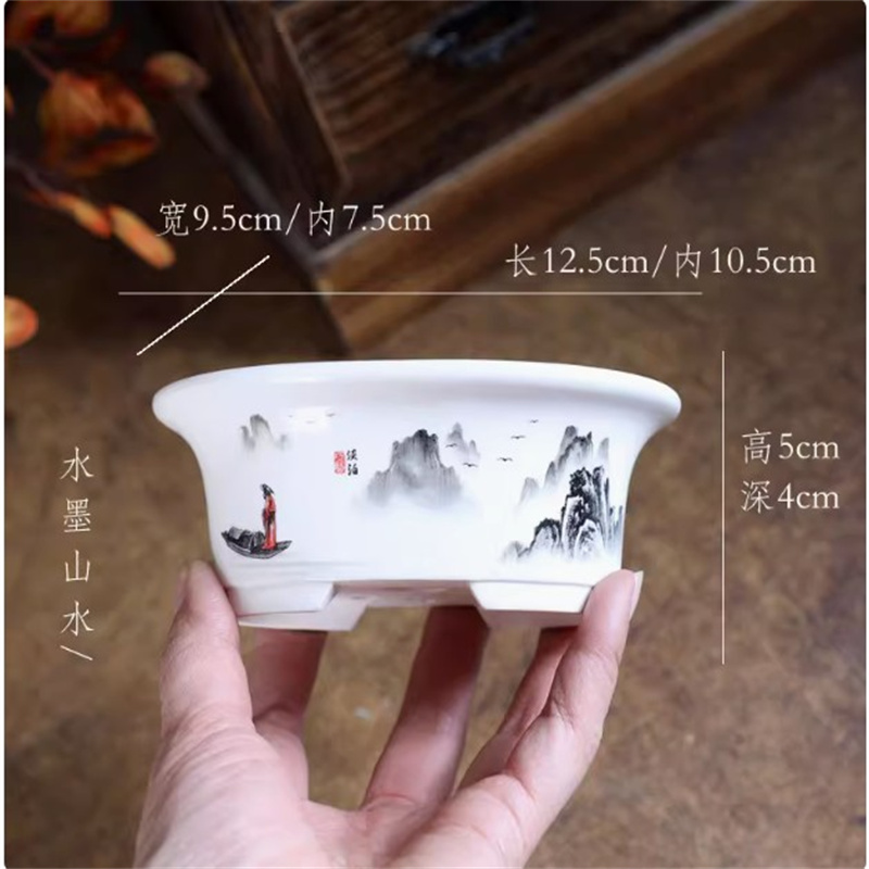 Pot Bonsai Oval Putih Porselen - Bonsai Garden Desk ulasan dan harga
