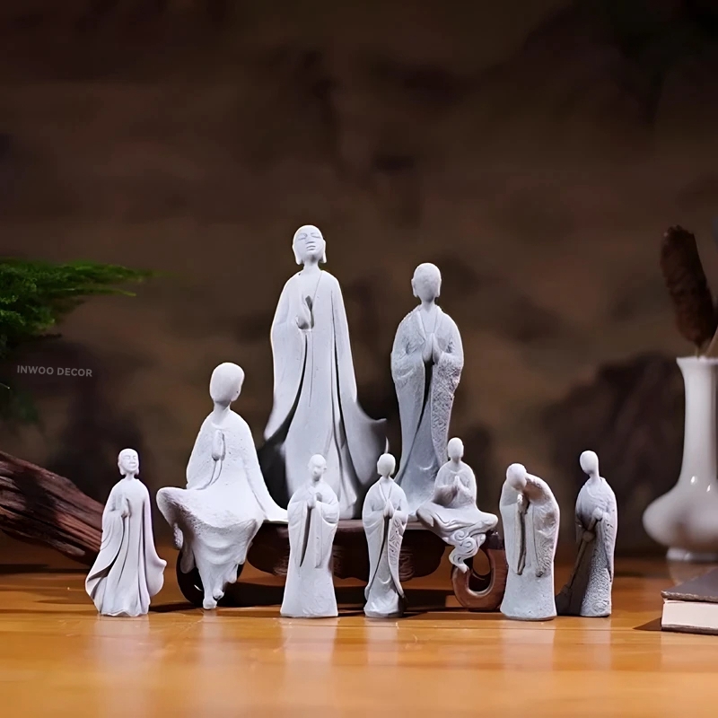 Patung batu Buddha biksu kecil - Bonsai Garden Desk ulasan dan harga