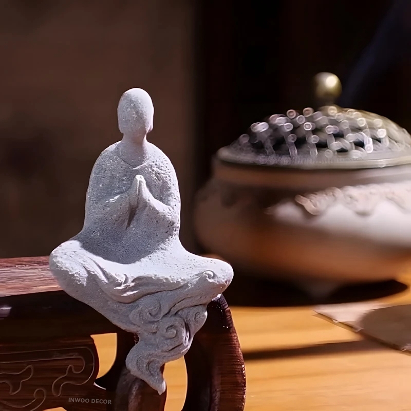 Patung batu Buddha biksu kecil - Bonsai Garden Desk ulasan dan harga